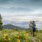 Couple hiking in the Wasatch Mountains in Davis County
