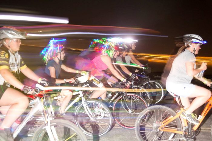 Cyclists at Moonlight Bike Ride Event