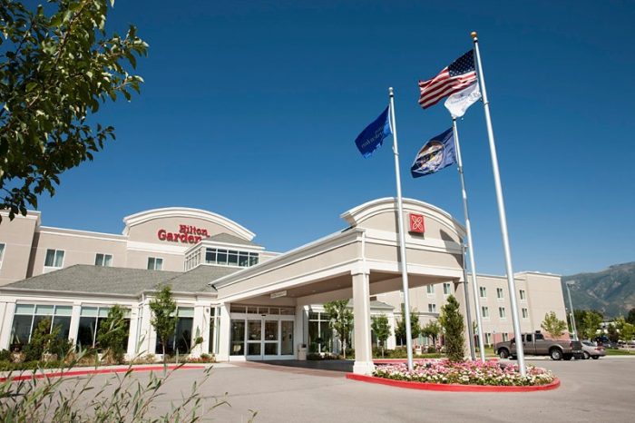 Entrance at the Hilton Garden Inn in Davis County Utah