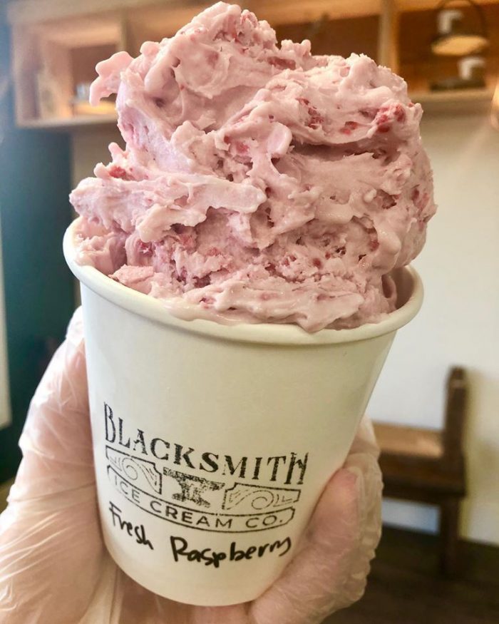 Fresh Raspberry Ice Cream at Blacksmith Ice Cream Co.