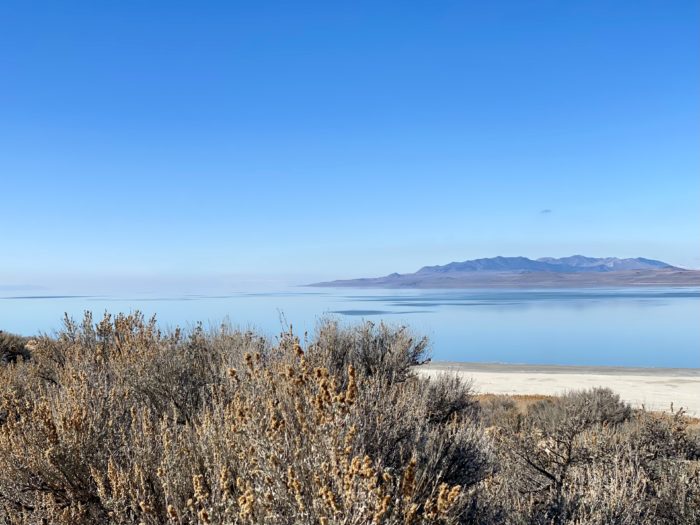 View from the Lakeside trail on Antelope Island State Park, Utah.