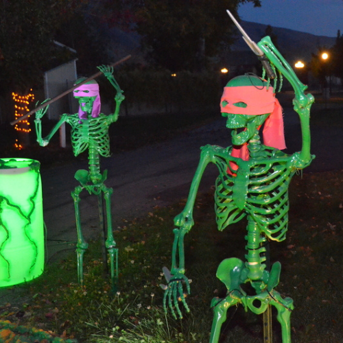 Skeleton display at Scary Hill