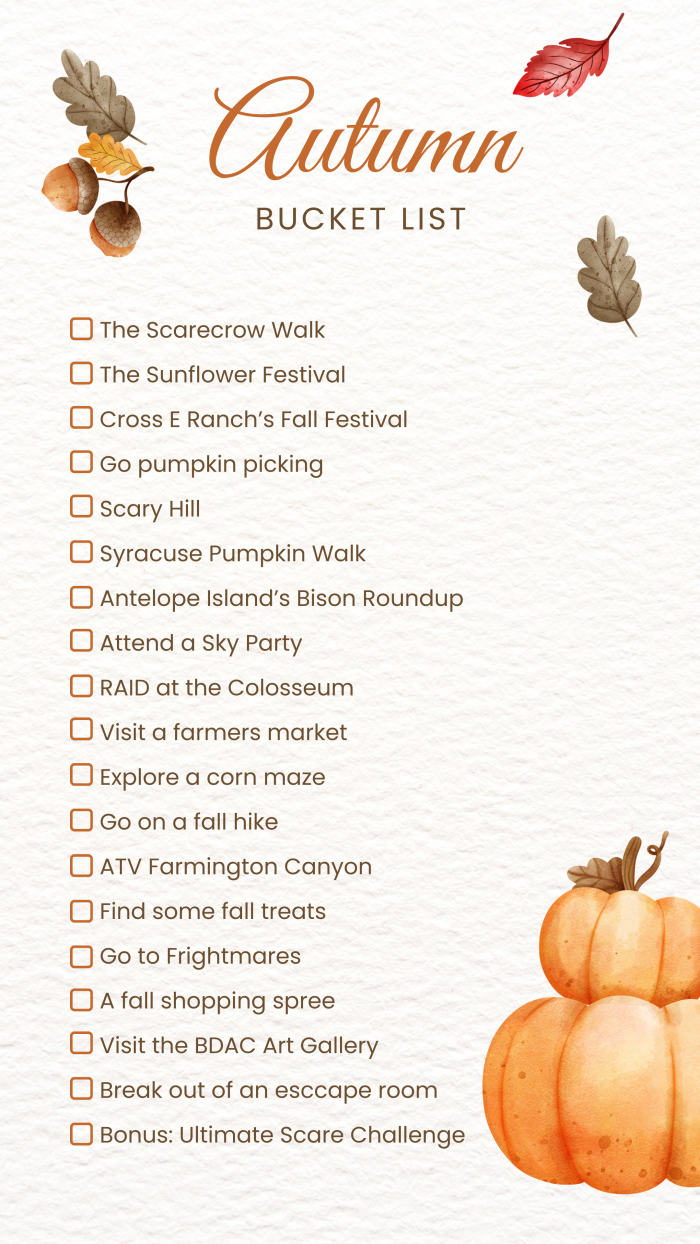 Fall 2025 Bucket List - Davis County, Utah